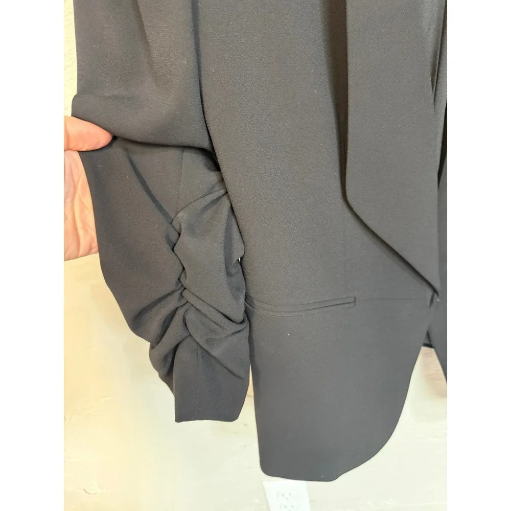 Antonio Melani Black Ruched 3/4 Sleeve Open Front Blazer Jacket 12